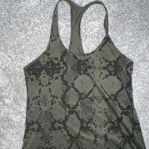 Lululemon olive green snake print tank top